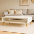 Mesa De Centro Retangular Sala Pé Palito Retrô Preto 65x35cm Cor Branco
