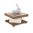 Mesa de Centro Saara Pinho Com Off White Quadrada com Rodízios - Artely