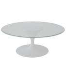 Mesa de Centro Saarinen Redonda 107 cm Madeira Base Branca