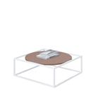 Mesa De Centro Sala 64x64x33cm Aço Branco e Madeira Industrial Moon Mesa De Centro Sala 64x64x33cm Aço Branco e Madeira Industrial Moon