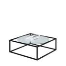 Mesa De Centro Sala 64x64x33cm Aço Preto e Vidro Industrial Moon