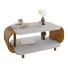 Mesa de Centro Sala Floripa com Pés de Madeira Maciça