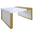 Mesa De Centro Sala Retangular Branca E Natural Decorativa Mesa De Centro Sala Retangular Branca E Natural Decorativa