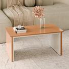 Mesa de Centro Sobral 90x45cm para Sala de Estar Moderna Retangular Tampo Amadeirado com Base Off White Mesa Baixa Decorativa para Sofá