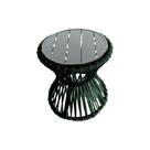Mesa De Centro Sol Em Corda Náutica E Base Em Alumínio Cinza 50cm Verde Musgo - Cor: Verde