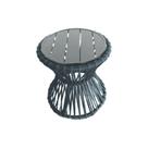 Mesa De Centro Sol Em Corda Náutica E Base Em Alumínio Cinza 70cm Cinza - Cor: Cinza