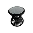 Mesa De Centro Sol Em Corda Náutica E Base Em Alumínio Cinza 70cm Preta - Cor: Preto