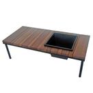 Mesa de Centro Tampo Madeira Alumínio Com Champanheira Embutida