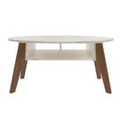 Mesa De Centro Tampo Oval 2 Nichos 100 cm Off White Cedro ARLY