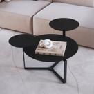 Mesa de Centro Três Tampos Chanfrado Orgânica Pé Metal Complementos Nero/Preto