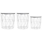 Mesa de Centro vidaXL 3 piezas Metal Blanco y MDF