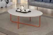 Mesa de Centro Viena Oval 90 x 70cm Pé Cobre