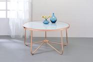Mesa de centro Yardlio Alivia oro rosa con vidrio esmerilado 85 cm