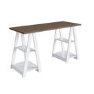 Mesa de Computador Cavalette 136cm Branco Com Nogal - Arte cas Mesa de Computador Cavalette 136cm Branco Com Nogal - Arte cas