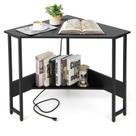 Mesa de computador de canto COSTWAY com portas USB e tomada