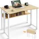 Mesa de Computador Dobrável Huuger 80 cm com Prateleira, Carvalho