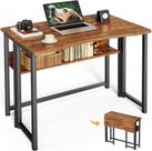 Mesa de Computador Dobrável Huuger 80 cm com Prateleira, Estilo Rústico