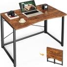 Mesa de computador dobrável Huuger 80cm marrom rústica