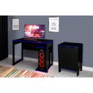 Mesa de Computador Solteiro Gamer ME4161 + Balcão ME4164 - 2 Peças Preto/Azul - Tecno Mobili