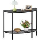 Mesa de console SAYGOER Black Half Moon 2 níveis com armazenamento Mesa de console SAYGOER Black Half Moon 2 níveis com armazenamento