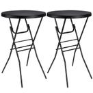 Mesa de coquetel Byliable, dobrável, redonda, com tampo alto, 70 cm de altura, preta