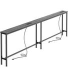 Mesa de corredor SUPERJARE 200cm com tomadas elétricas e portas USB cinza