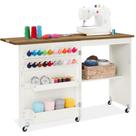 Mesa de Costura Dobrável Best Choice Products Nogal e Creme