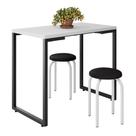 Mesa de Cozinha Bistrô Porto Branco 90cm com 2 Banquetas Industriais Maviê Preto/Branco - Mpozenato