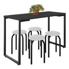 Mesa de Cozinha Bistrô Porto Preto 120cm com 4 Banquetas Industriais Maviê Branco/Preto - Mpozenato Mesa de Cozinha Bistrô Porto Preto 120cm com 4 Banquetas Industriais Maviê Branco/Preto - Mpozenato