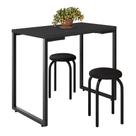 Mesa de Cozinha Bistrô Porto Preto 90cm com 2 Banquetas Industriais Maviê Preto - Mpozenato