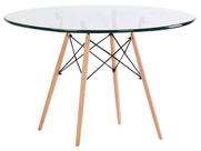Mesa de Cozinha Redonda com Tampo de Vidro Well Incolor e Natural 90 cm Mesa de Cozinha Redonda com Tampo de Vidro Well Incolor e Natural 90 cm