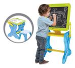 Mesa de Desenho e Lousa 2 em1 Banquinho Infantil Educativ Cor:Azul Mesa de Desenho e Lousa 2 em1 Banquinho Infantil Educativ Cor:Azul