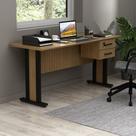 Mesa de Escritório 160cm com 2 Gavetas e Chave MDP Amêndoa/Preto Tecnomobili