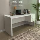 Mesa de Escritório Branca com 3 Gavetas 155x74 Cm ME4113