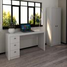 Mesa de Escritório com Armário 2 Portas 2 Peças Branco