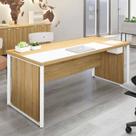 Mesa de Escritório Diretor com Caixa de Tomadas e Porta Objetos 180cm Corporate Macadâmia E Branco