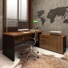 Mesa de Escritório Em L 170cm com Balcão e 3 Gavetas