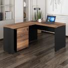 Mesa de Escritório em L 170cmx150 + Gaveteiro 260cm Espresso Móveis Marrom E Preto
