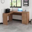 Mesa de Escritório em L 3 Gavetas ME4101 Tecno Mobili - Amêndoa