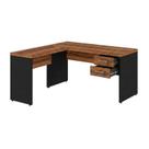 Mesa de Escritório em L com Gaveteiro e Chave Móvel Organizador Premium 1,70 Nogal Sevilha Preto 21479