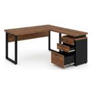 Mesa de Escritório em L Diretor com Gaveteiro Tampo 40mm 170x160cm NOGAL SEVILHA PRETO 24481