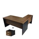 Mesa de escritório em L (Mesa 1,50m+auxiliar) c/gaveta MARANELLO Nogal/preto - 1348 Mesa de escritório em L (Mesa 1,50m+auxiliar) c/gaveta MARANELLO Nogal/preto - 1348