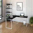 Mesa de Escritorio em L Office Dynamica 135cm Est.Branca