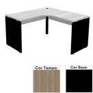 Mesa de Escritório em L Pé Painel PE25 em MDP 125 x 125 x 60 cm Cor Noce Naturalle e Base Preta