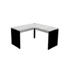 Mesa de Escritório em L Pé Painel PE25 em MDP 145 x 145 x 60 cm Nogueira CasaBlanca e Base Branca