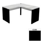 Mesa de Escritório em L Pé Painel PE25 em MDP 145 x 145 x 60 cm Preta com Base Preta