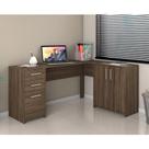 Mesa de Escritório Escrivaninha Em L Home Office Para Computador Quarto 3 Portas Marrom Escuro Mesa de Escritório Escrivaninha Em L Home Office Para Computador Quarto 3 Portas Marrom Escuro