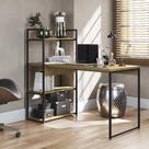 Mesa de Escritório Industrial 3 Prateleiras Freijó 136cm
