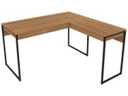 Mesa de Escritório Industrial em L - Amêndoa/Preto