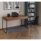 Mesa de Escritório Industrial Malta Amêndoa 137x53cm Base Ferro Preto com 1 Cadeira Preta Eames Eiff